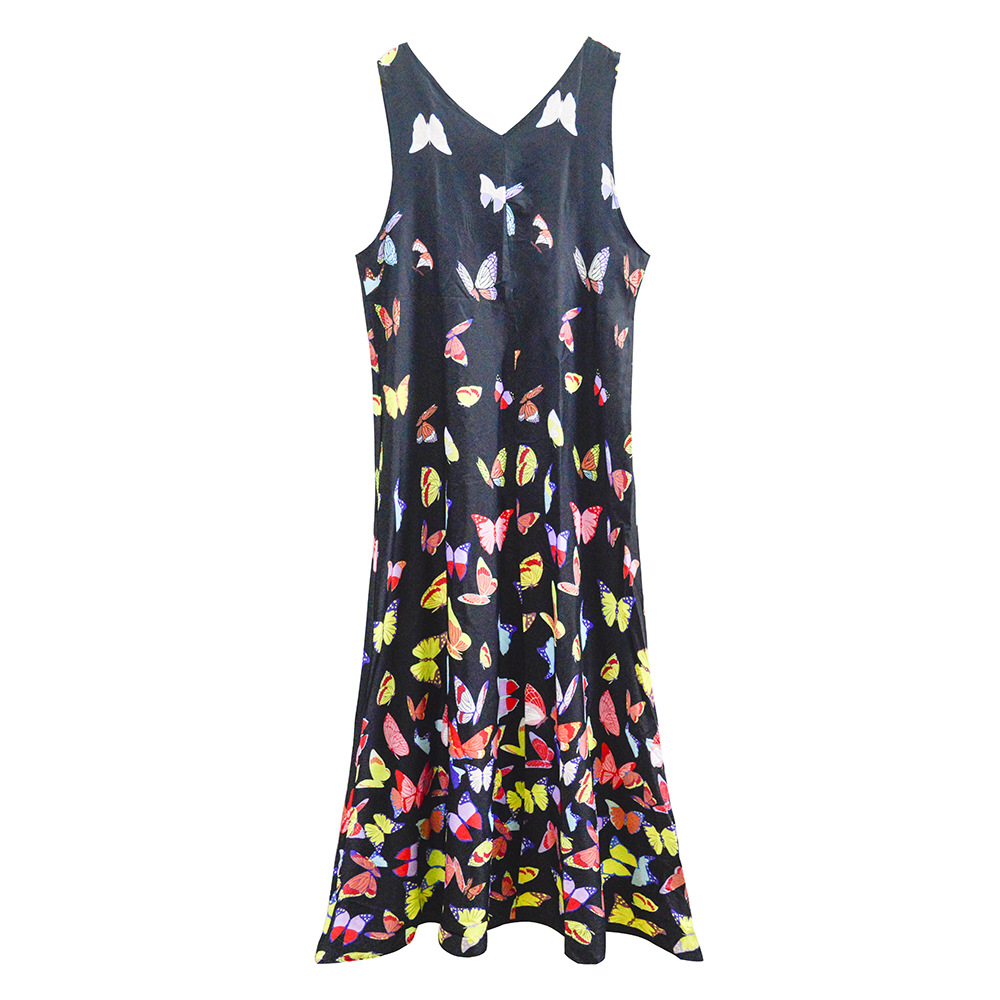 Summer Butterfly Print Bohemian Beach Dress V-neck Sleeveless Maxi Dress plus Size Women Clothing