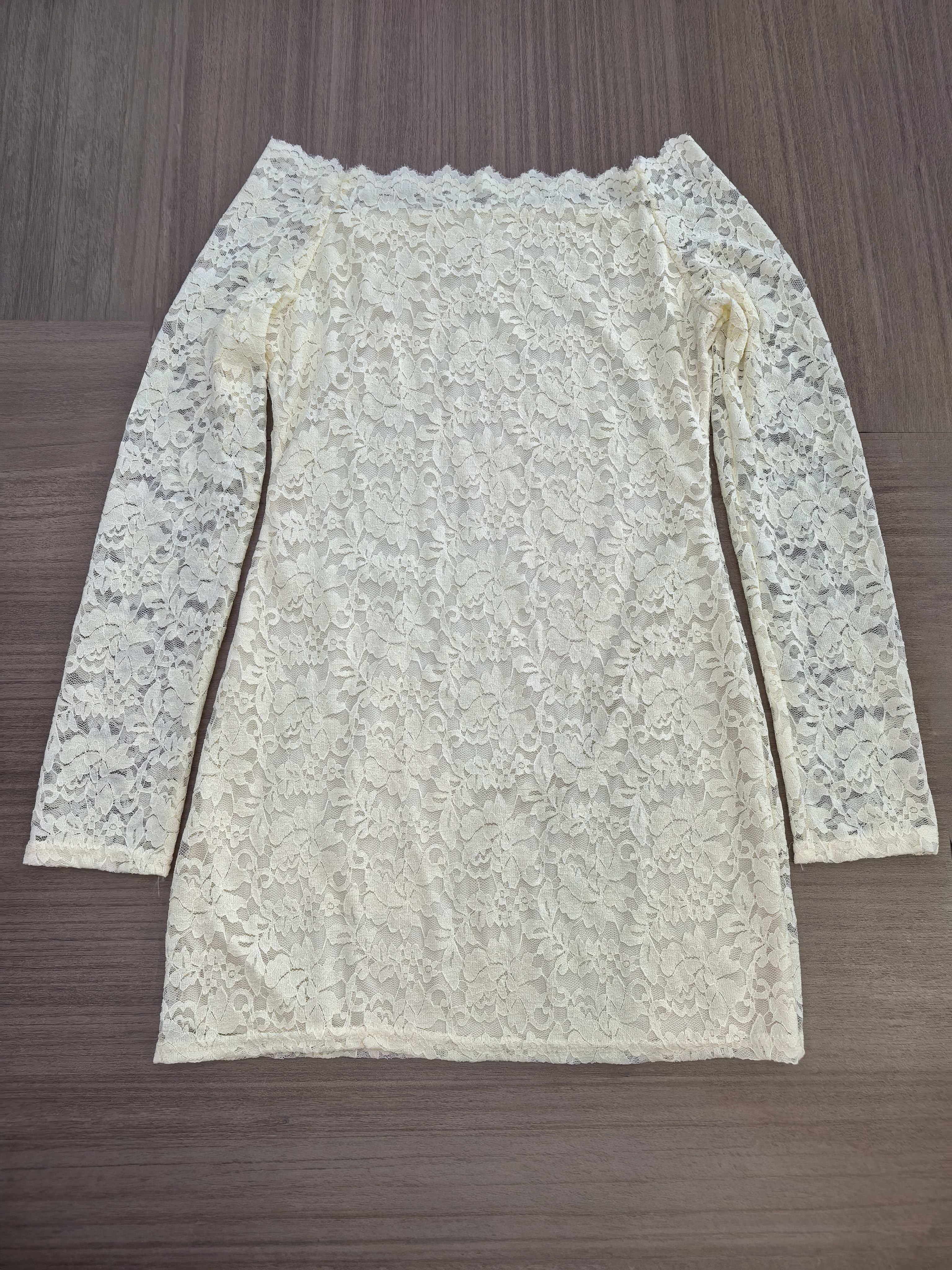 Off Shoulder Floral Lace Bodycon Long Sleeve Mini Party Dress For Women 2026