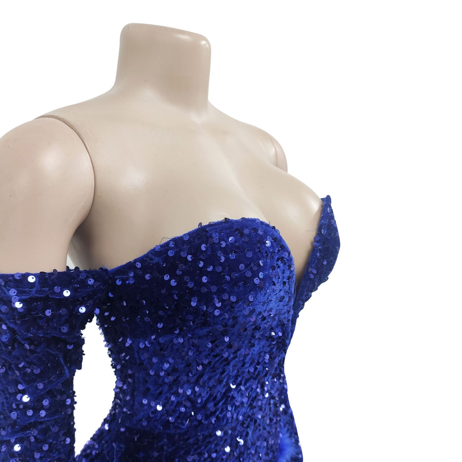 Women Wear Solid Color Sequin Long Sleeve Shorts Jumpsuit Women