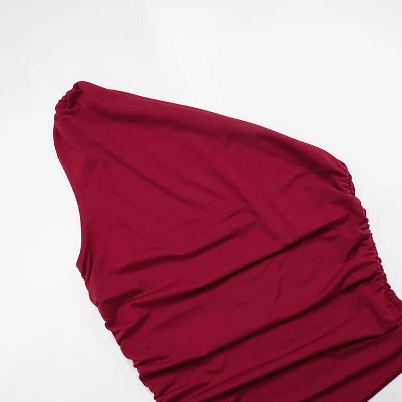 Solid Color One Shoulder Backless Tank Top T-Shirt Candy Color Sleeveless Slim Top