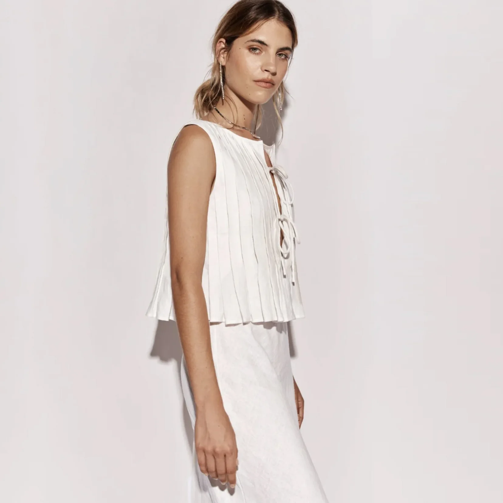 White Bandage Ribbed Tank Top Shirts For Women Hollow Out Sleeveless Slim Summer Fashion Vest Women's Lace-Up Vest Y2k Top