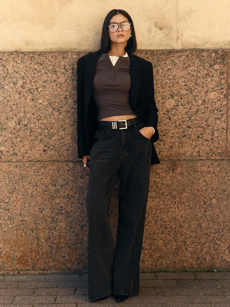 Spring Casual Patchwork T-shirt Pullover For Women Long Sleeve High Waist Inner Slim Y2k Top Clothes Female Solid Tee Top