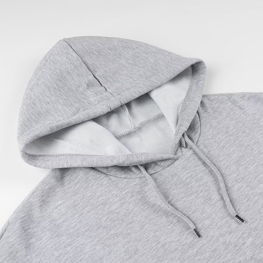 Winter Women Casual Drawstring Pocket Decoration Long Sleeve Hooded Fleece Lined Sweatshirt
