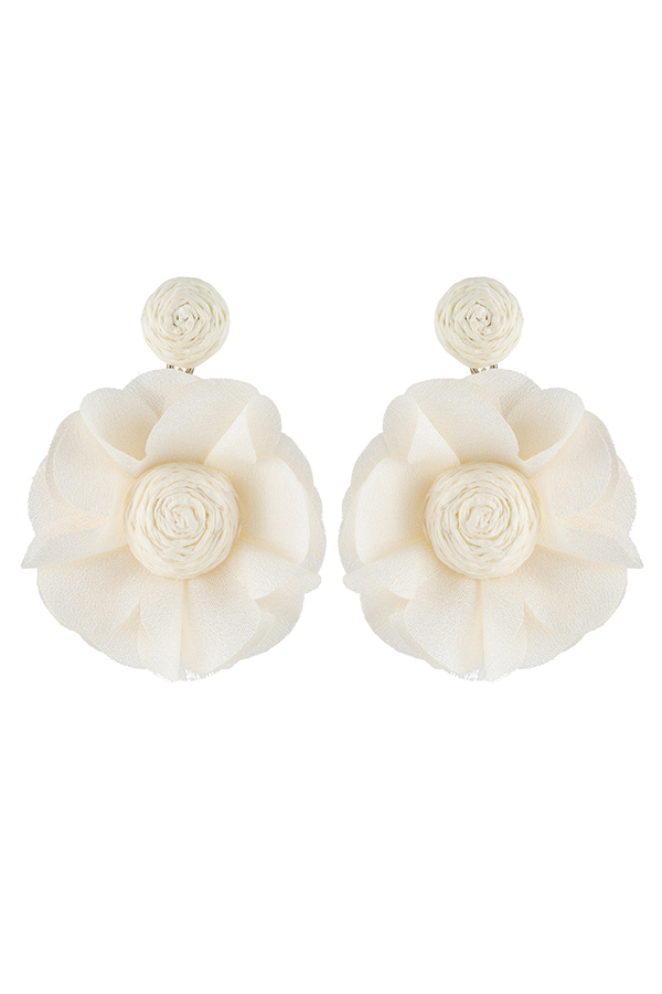 Bohemian Resort Style Fabric Flower Earrings