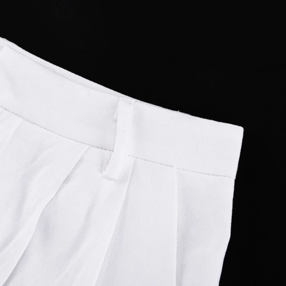 Casual Women 2 Piece-Set Straight Legg And Sleeveless Top Vestidos Sets Slim V-Neck Summer Pocket Fashion Trousers Sets