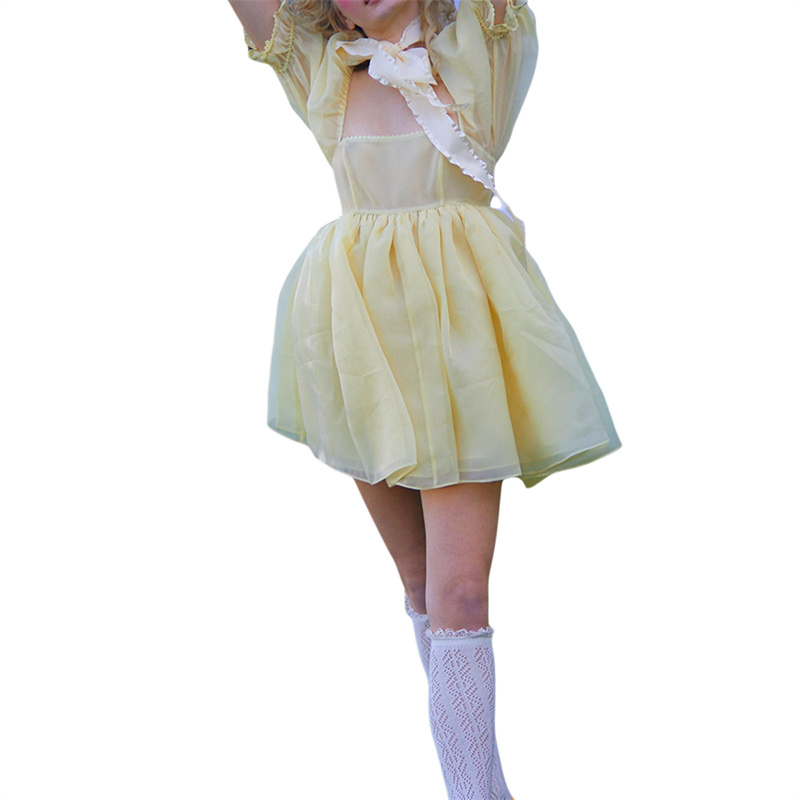 Puffy Dresses for Women y2k Aesthetic Solid Color Square Neck Bubble Sleeve Dress Sweet 2000s Party Dresses Streetwear