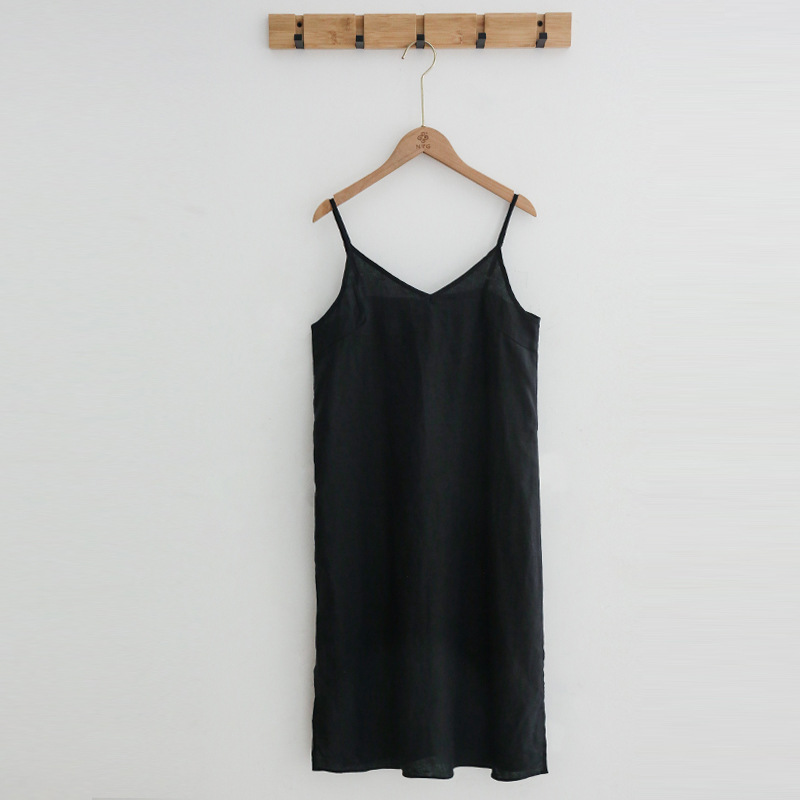 Pure Linen Slip Dress Simple Inner Wear Dress Niche Vacation Cotton Linen Home Nightdress Vest Dress