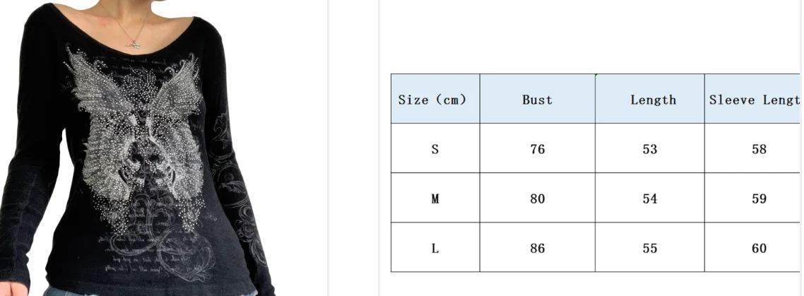 2000s Retro Rhinestone Graphic Print T-shirt Harajuku Grunge Y2K Aesthetics Fairy Crop Top Korean Fashion Vintage Mall Goth Tees