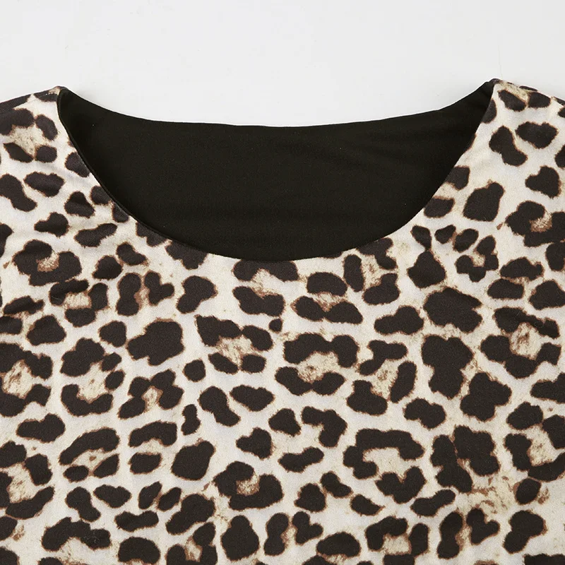Fashion Double Wear Skirt Suit Female Leopard Print Lace Up Sleeveless Vest Irregular Splice Skirt Two Pieces Set Women's