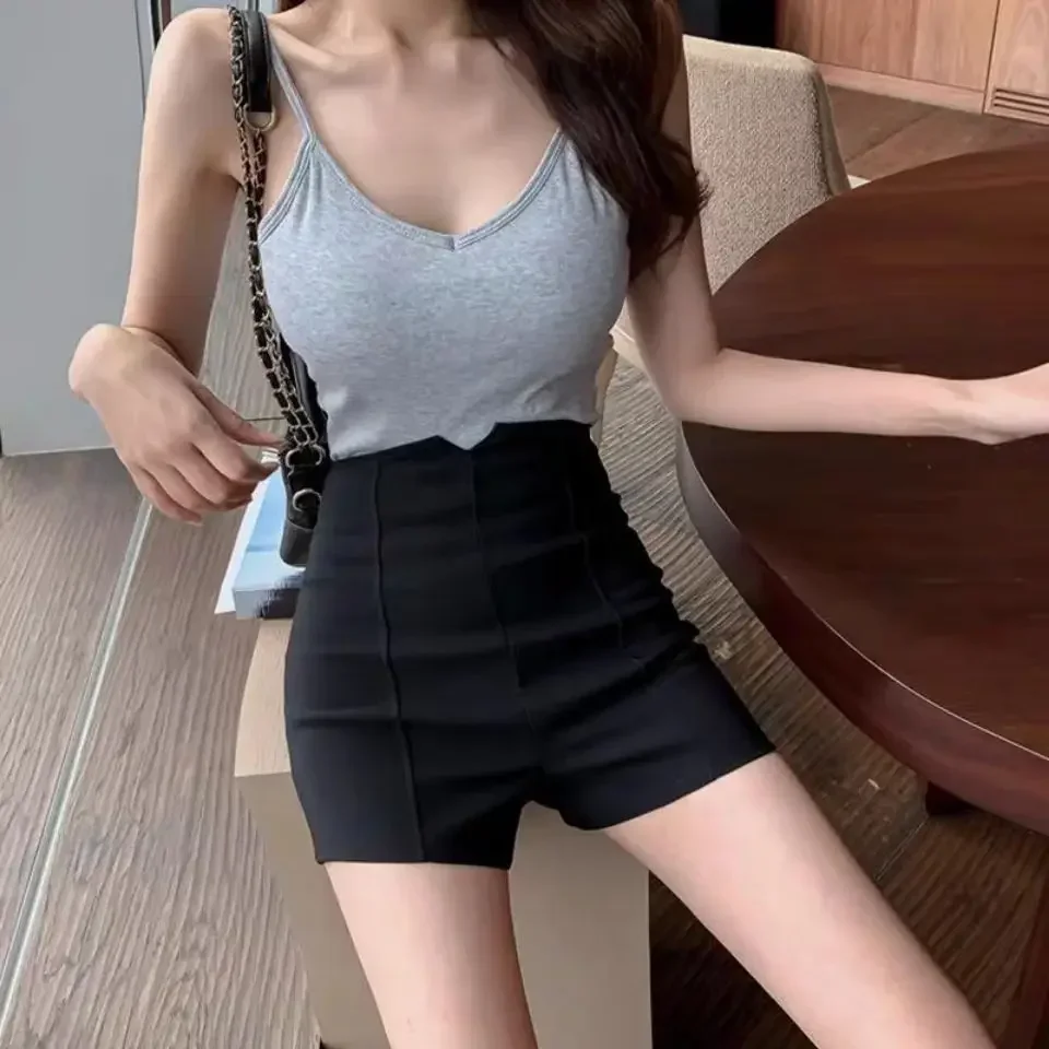 XS-4XL Streetwear Black Shorts Women Elegant High Waist White A Line Wide Leg Suit Short Sexy Club Slim Hot Short Pants New