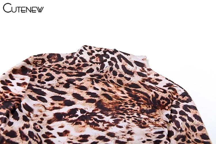 Popular Leopard Print Women Playsuit Autumn New Fashion Full Sleeve O-neck Skinny Stretch Rompers Mujer Street Clubwear