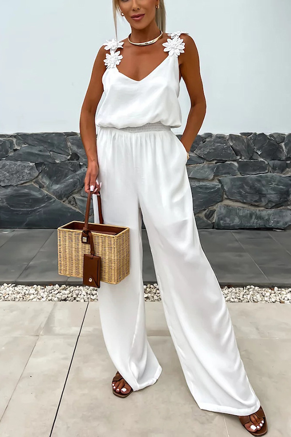 Conson women's off shoulder sleeveless jumpsuit casual solid color jumpsuit street wear long jumpsuit with pockets