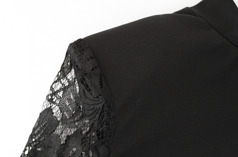 Dress Elegant Cushion Hollow Out Cutout Shoulder Lace Stitching Minority Spring Autumn Sexy Short Dress