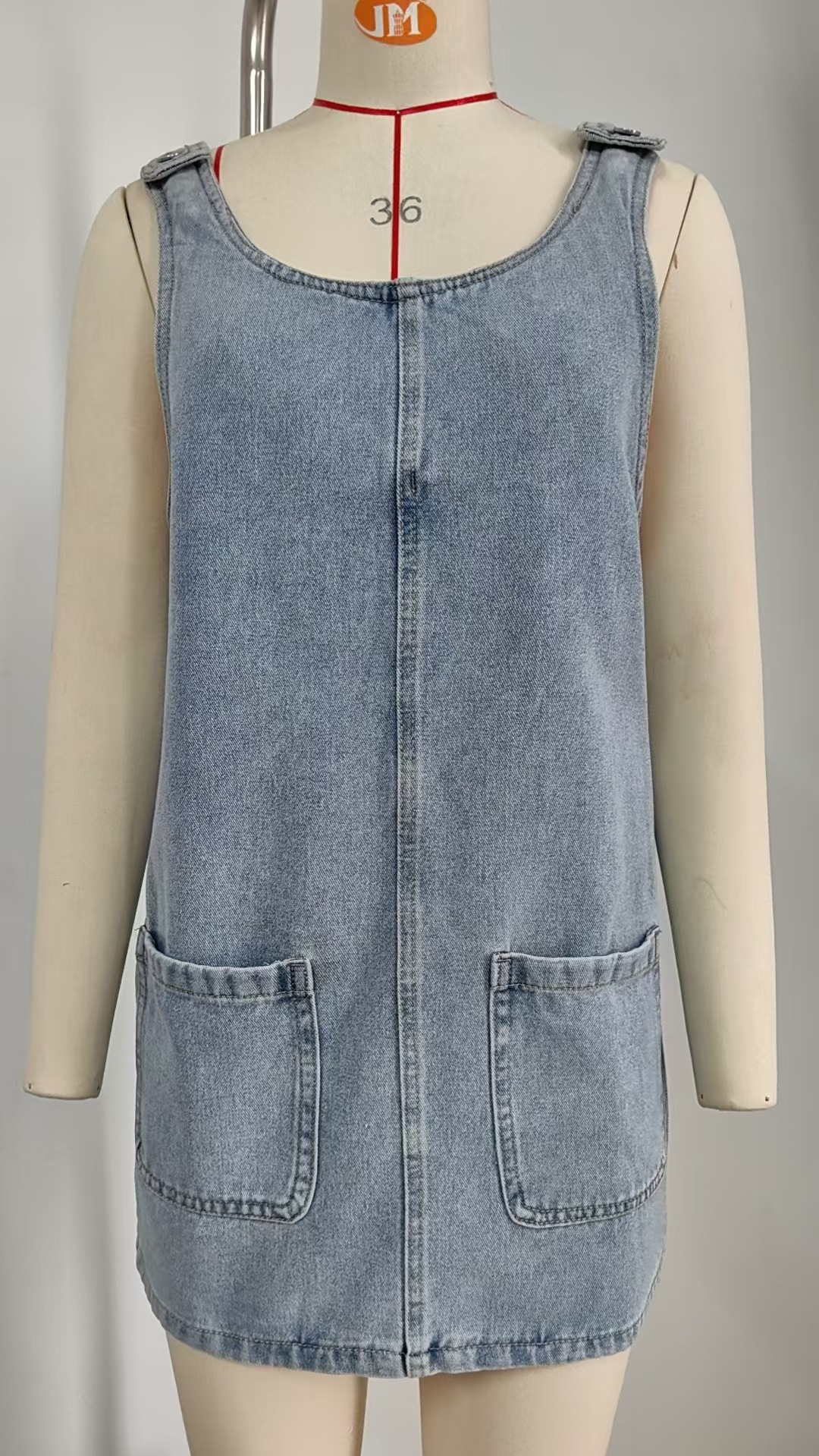 Women Spring Summer Washed Denim Suspender Dress Suspender Midi Dress Sexy Dress