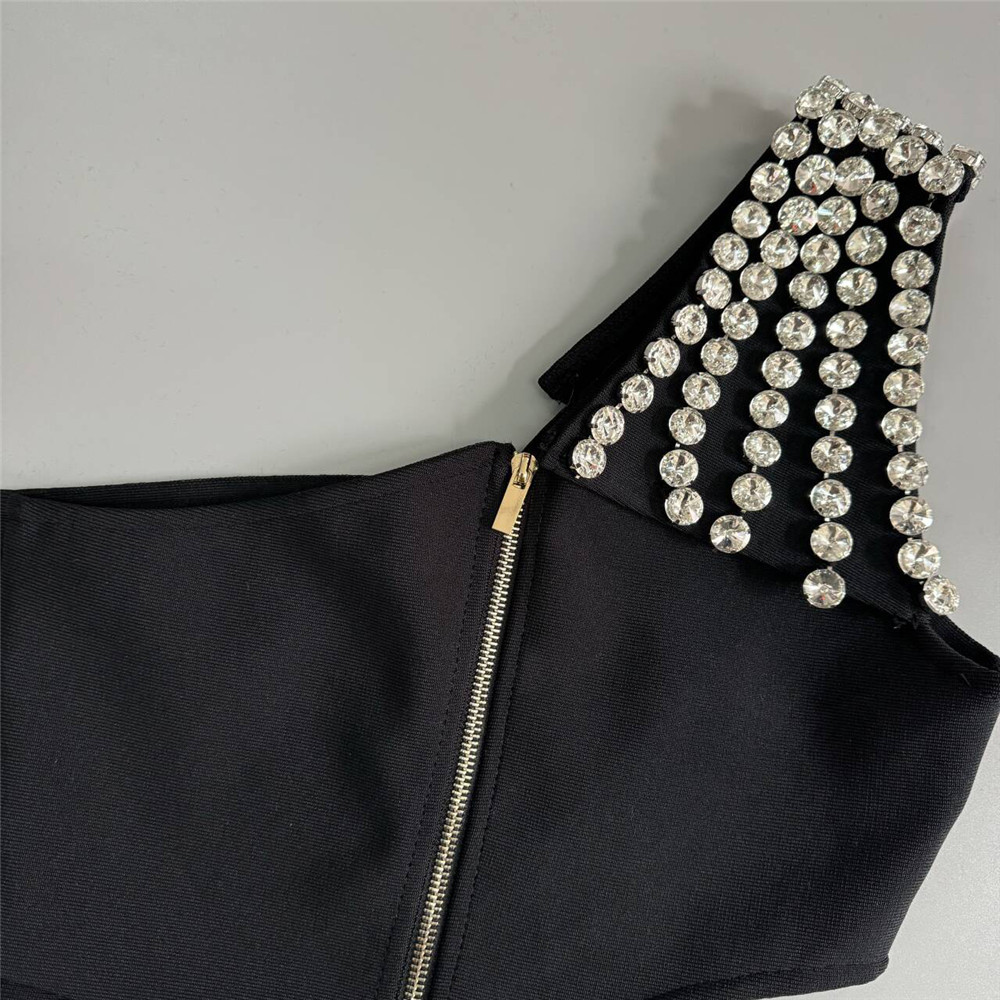 Sexy One Shoulder Hollow Out Cutout out Bandage Dress Diamond Elegant Evening Dress Party Dress