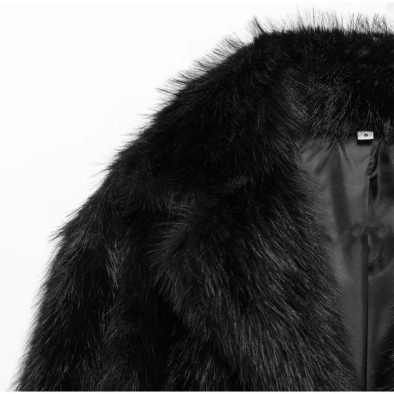 Luxury Brown Faux Fur Jacket Women Oversized Lapel Long Sleeve Fluffy Thicken Coats Female Winter Warm Luxury Streetwear