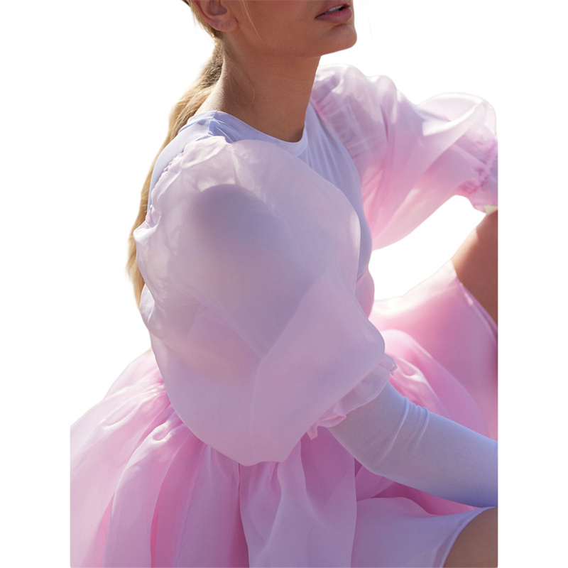 Puffy Dresses for Women y2k Aesthetic Solid Color Square Neck Bubble Sleeve Dress Sweet 2000s Party Dresses Streetwear