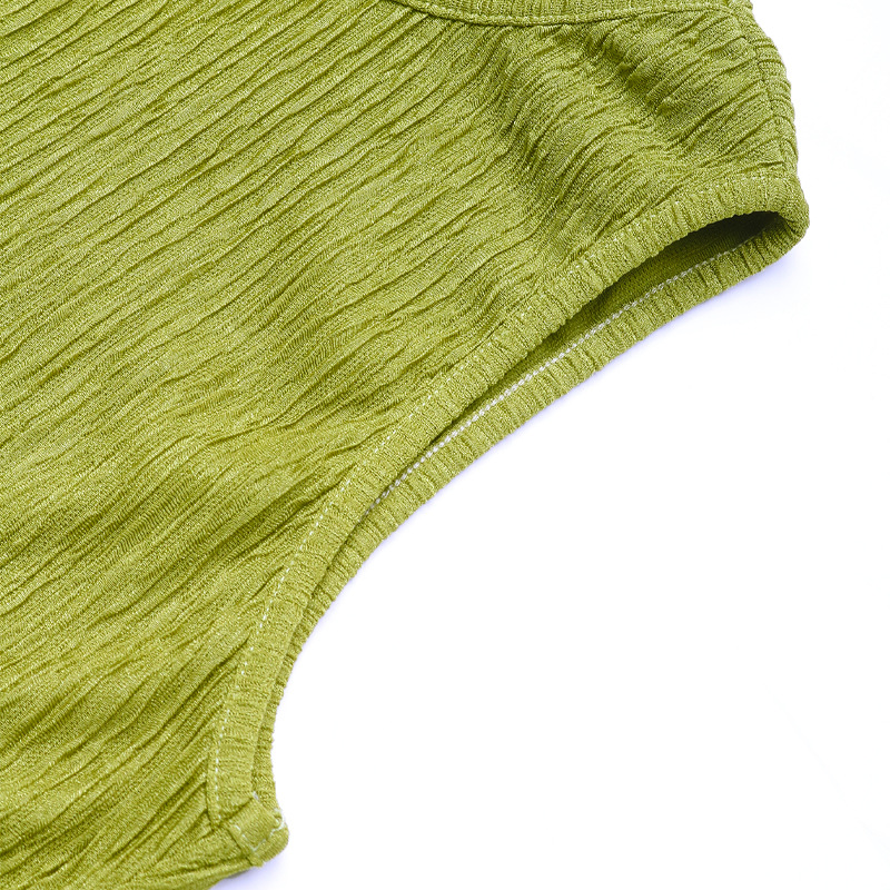 Women Pleating Texture Split Summer Sleeveless Vest Two Piece Set