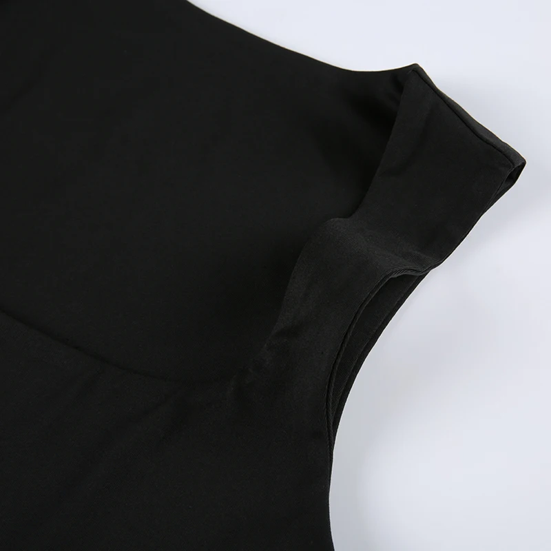 Solid Square Collar Wide Straps Slim Cropped Vest Top