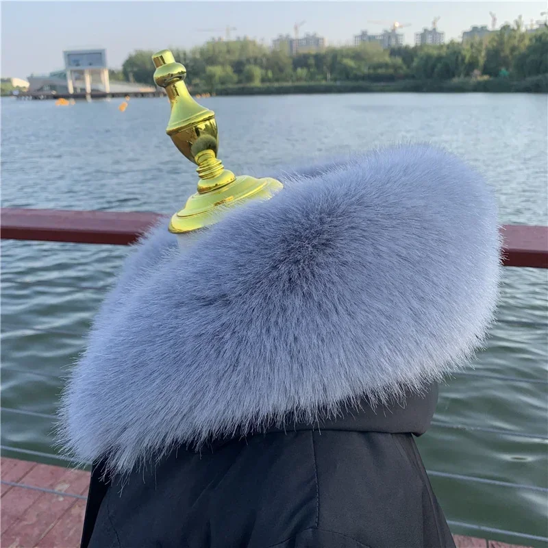 Soft Women Scarf Winter Faux Fox Fur Collar Furry Warm Thicken Men Parka Coat Hood Decor Fake Fur Shawl Luxury Scarves