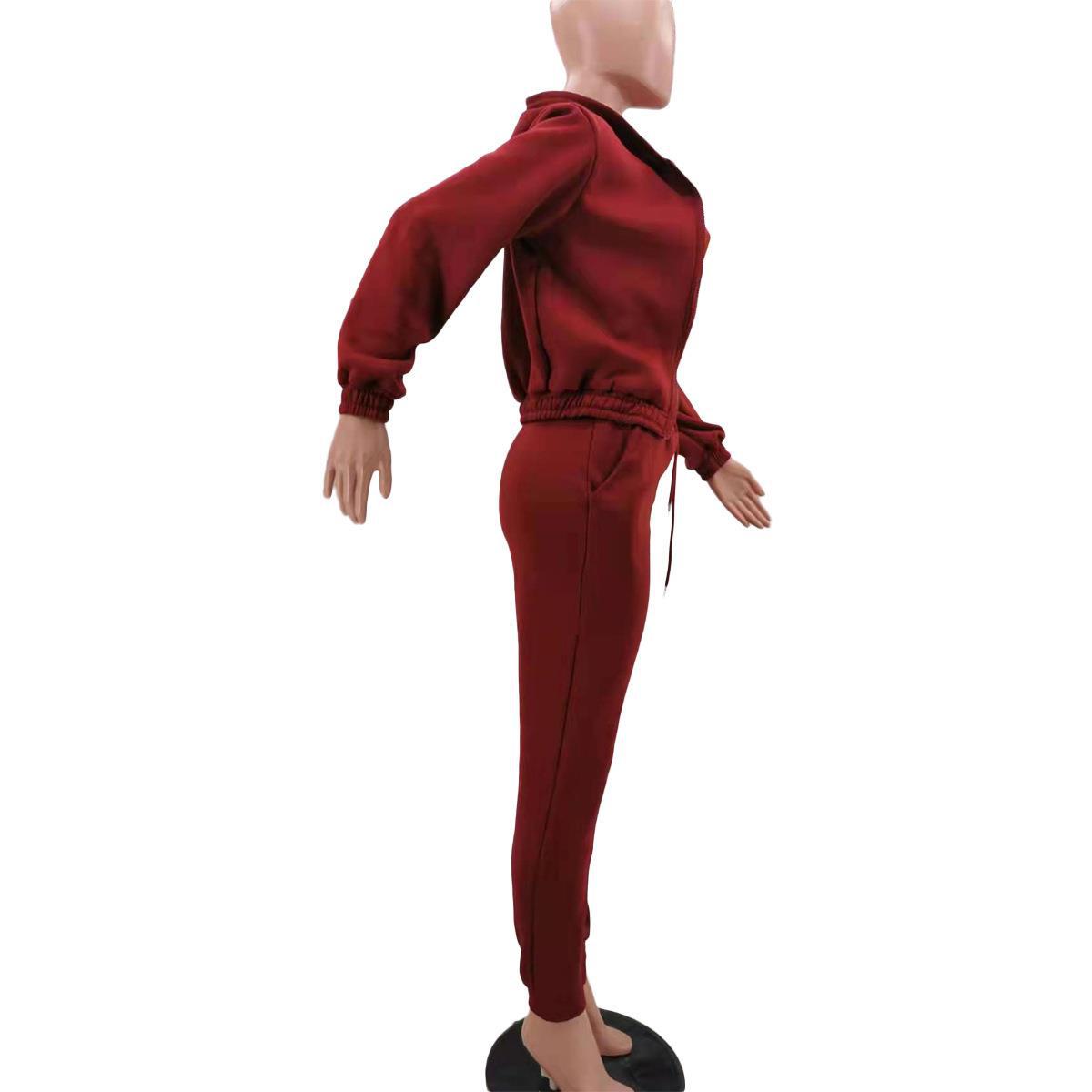Women Clothing Autumn Winter Hooded Sweatshirt Long Sleeved Sports Casual Suit