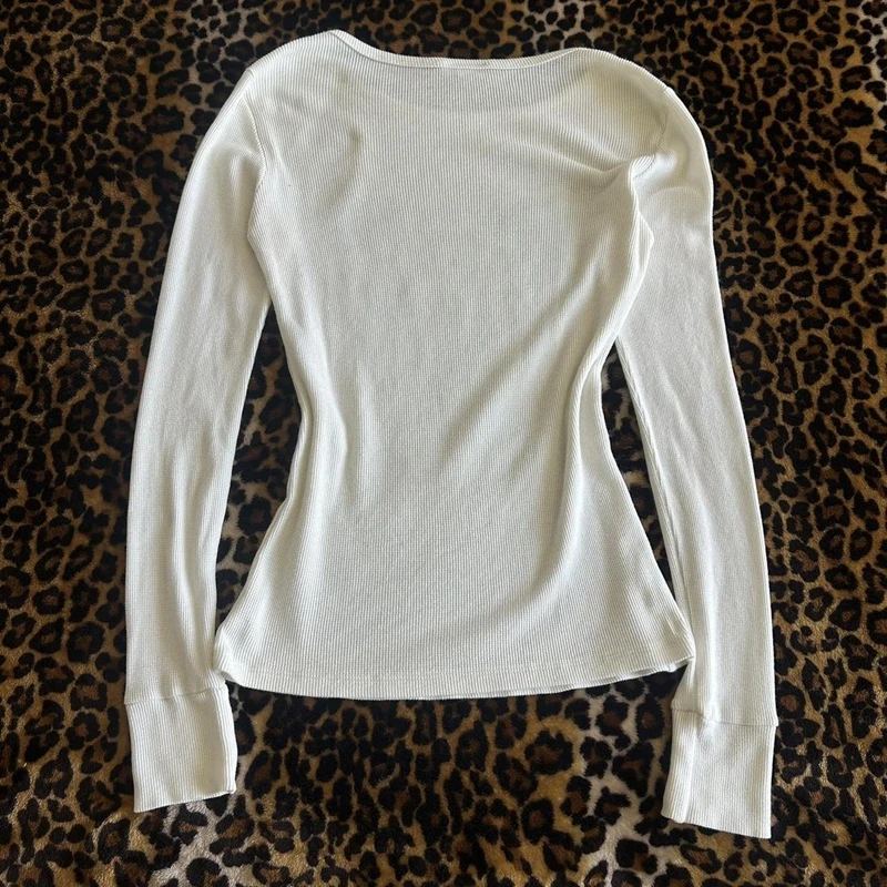 Graphic Print T-shirt Aesthetic Grunge Full Sleeve Pullovers Tees Women Vintage E-girl Gothic Mall Goth Crop Top Y2K Emo Clothes