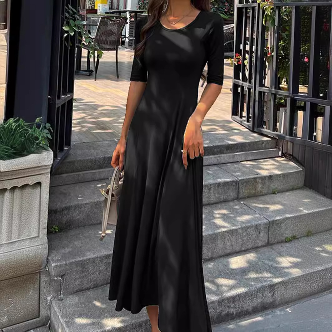 Wal Mart Spring Summer Sexy Girls High Elastic Solid Color Dress Women