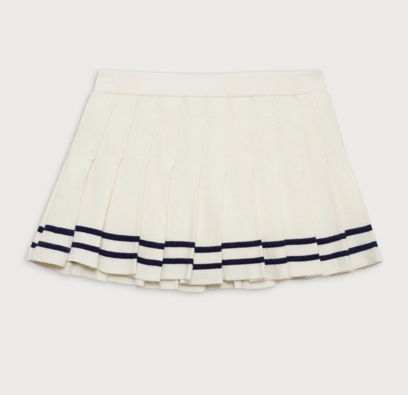 Preppy Casual Women Summer Short Sleeve Contrast Color Polo Collar Knitted Top Pleated Skirt Sets