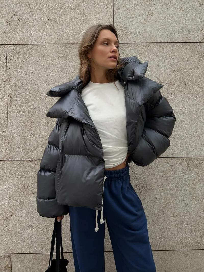 Thick Parkas Long Sleeve Top Women Autumn Winter Warm Coat Women's Street Fashion Hoodies Woman Cotton-padded Jacket 2025
