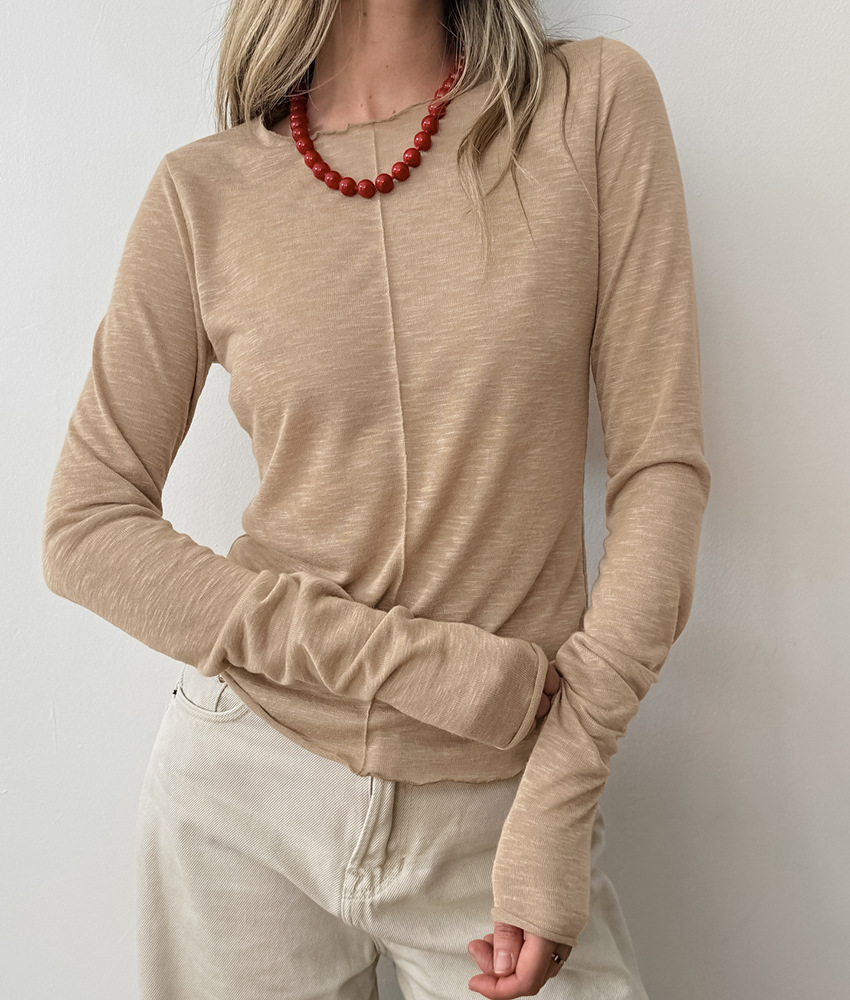 Inner Wear Solid Color round Neck Pullover Long Sleeve T shirt Women Top