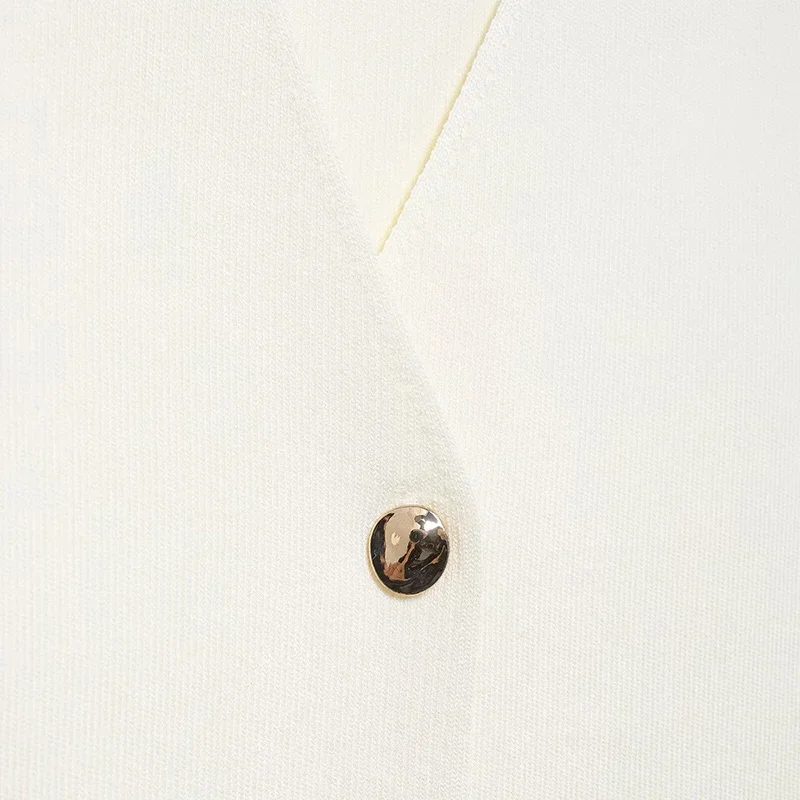 Fashion Knitted Vest Top for Women Short Sleeve V-neck Buttons Loose White Waistcoat Cardigan Female Autumn New in Outwears