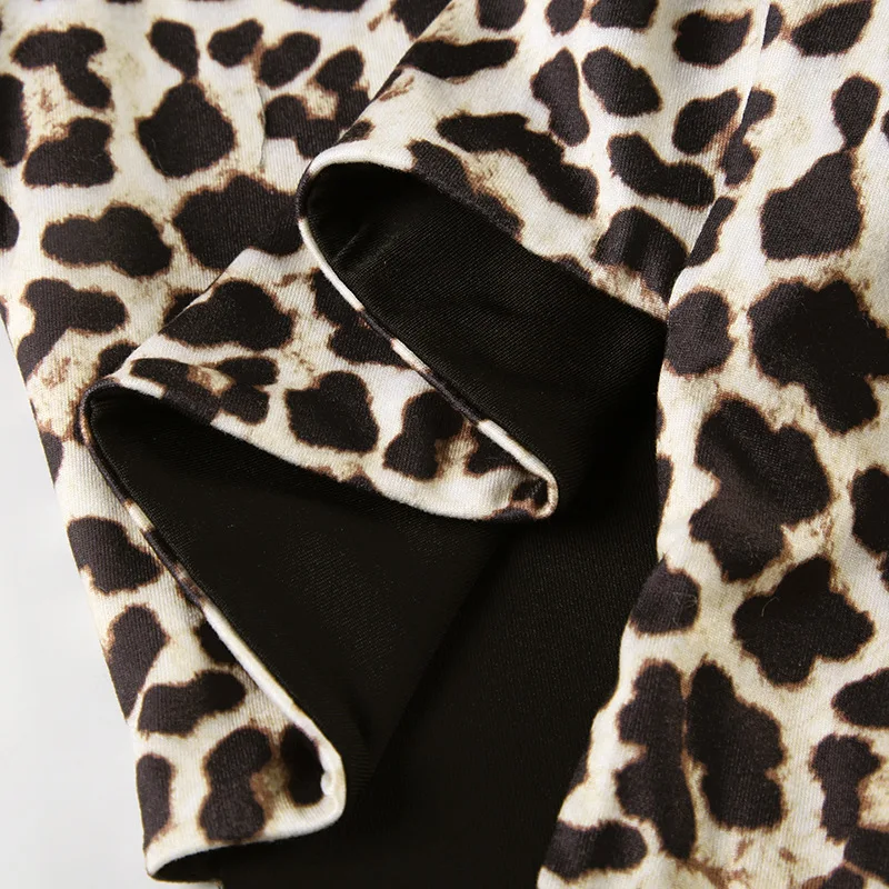 Fashion Double Wear Skirt Suit Female Leopard Print Lace Up Sleeveless Vest Irregular Splice Skirt Two Pieces Set Women's