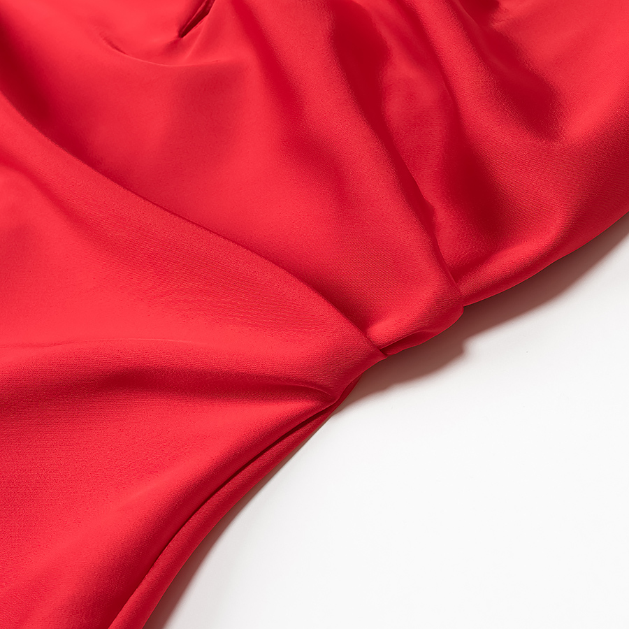 Homemade Women Clothing Classic Simple Silk Satin Texture Midi Dress