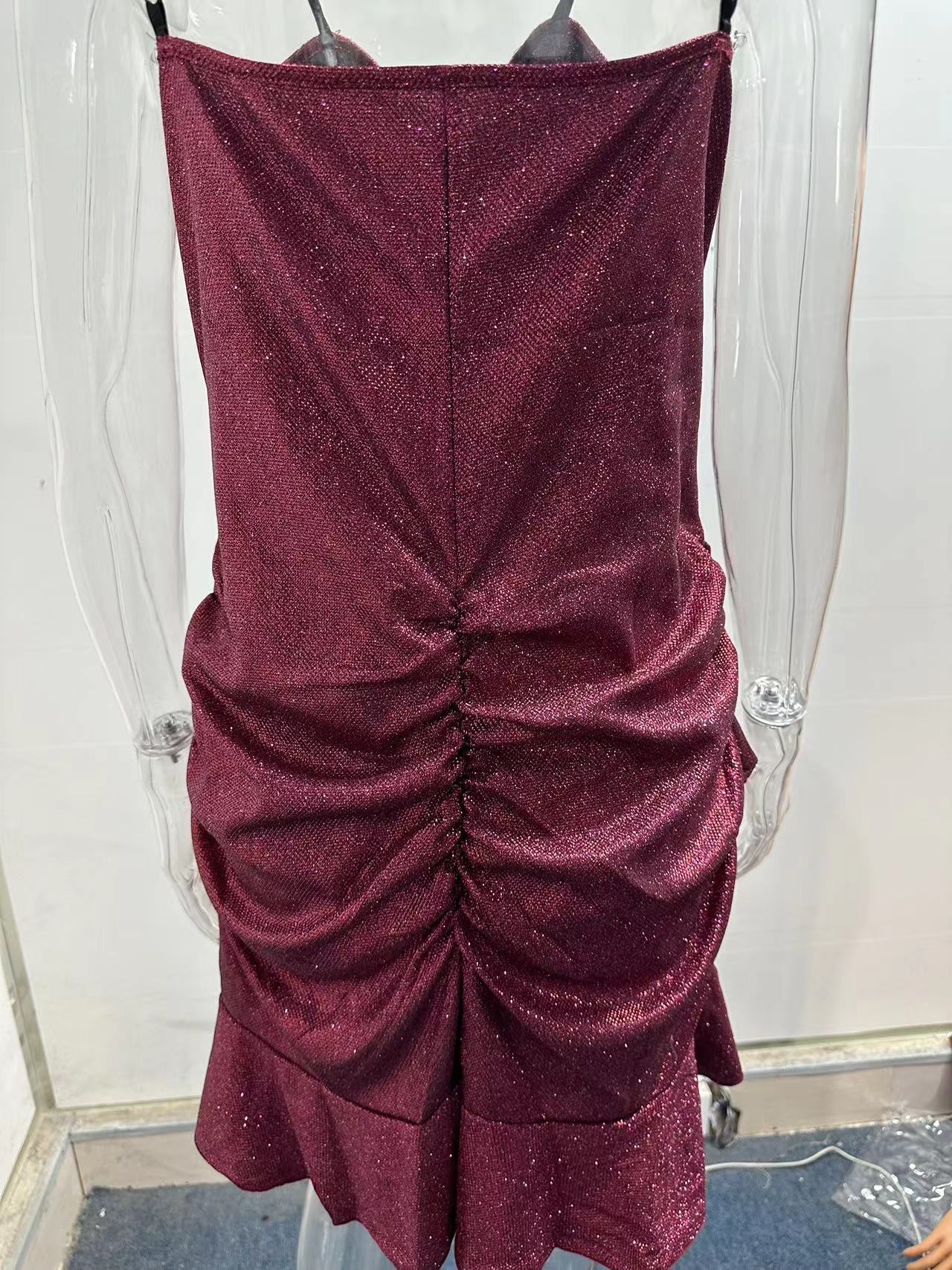 Spring Sexy Women Clothing Elegant Evening Dress High Waist Sleeveless Slim Fit Tube Top Short Dress