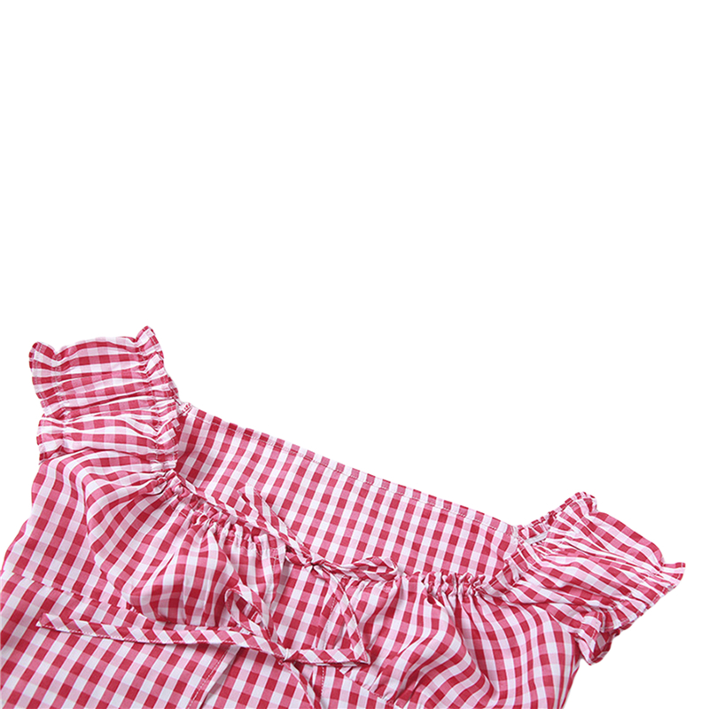 Fairy Grunge Plaid Crop Top Summer Women Short Sleeve Tie Up Bandage Vest Kawaii Off Shoulder T Shirt Female Clothes