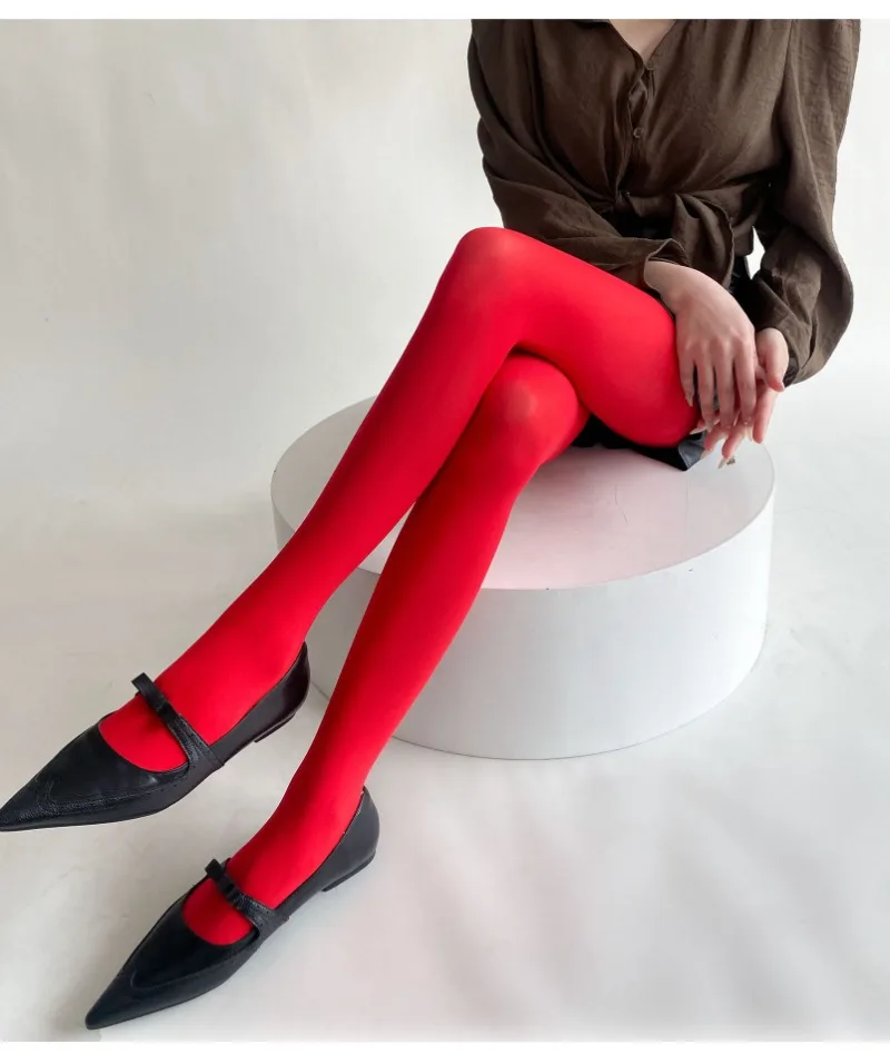 Tights Women Leggings Bodycon Sexy Red See Through Lingerie Femme Pantyhose Summer New Slim Lace Stockings Woman Lingerie