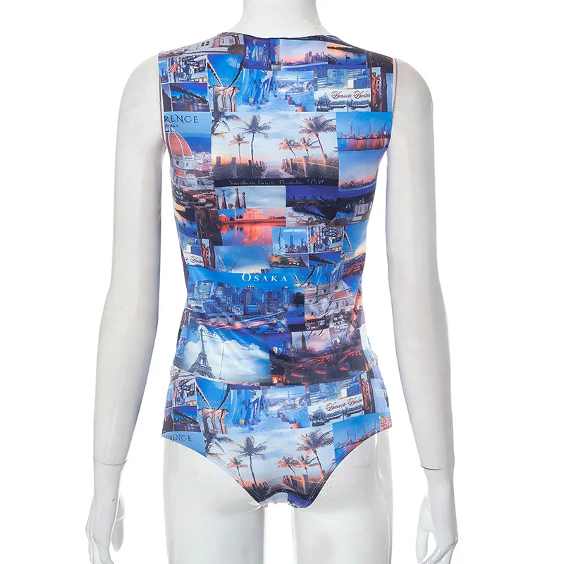 O-neck Sleeveless 2 Piece Sets Womens Outfits Fashion Printed Y2k Clothes Summer Sexy Shorts Set Slim Conjunto Dos Piezas Mujer