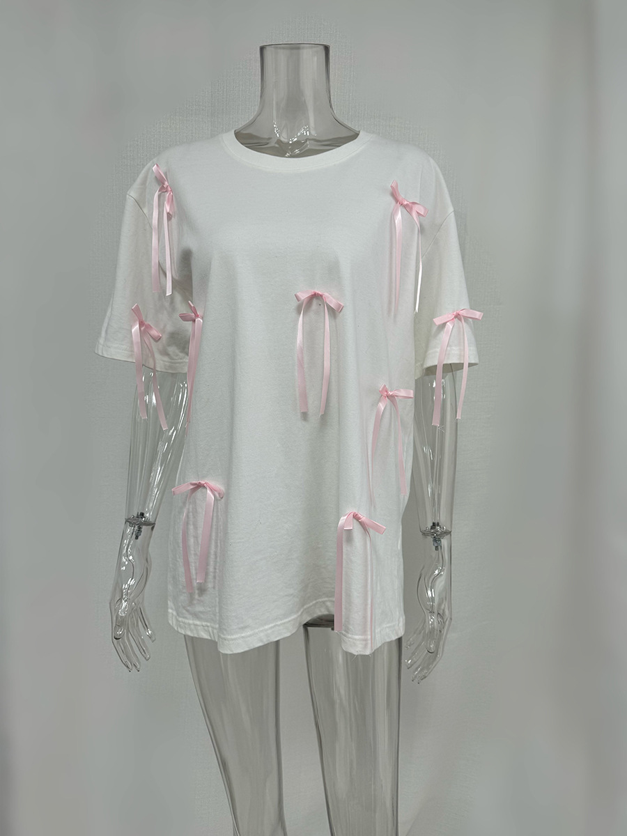 Summer Long Tassel Short Sleeved T shirt Women Casual Loose Cotton Top