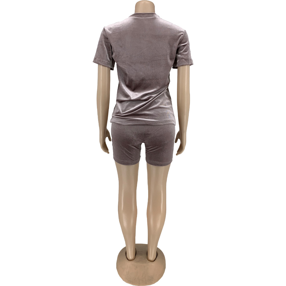 Women Clothing Velvet Women Casual Suits Two-Piece Set Romper