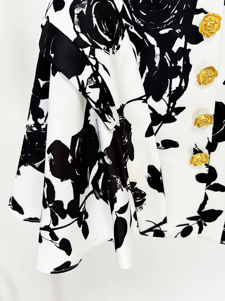 Star Tulip Waistline Rose Metal Buckle Printed Short Skirt Skirt