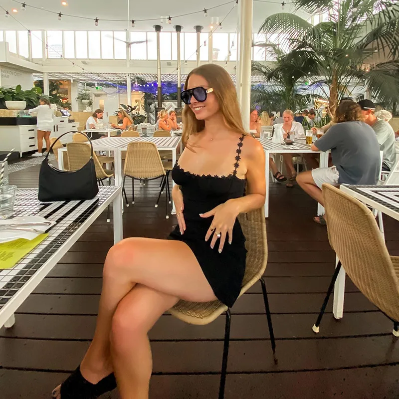 Splice Lace Sundress Woman Black Sexy Slim Backless Sleeveless Dresses Womens Party Bodycon Beach Sheath Dress Women 2025