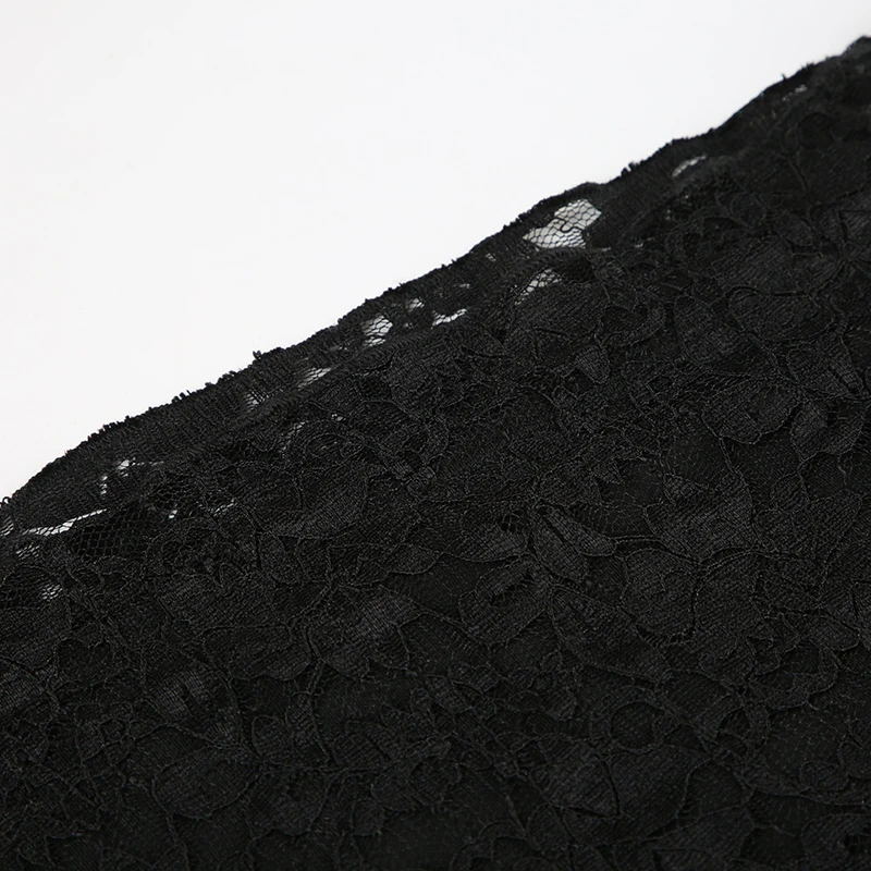 Lace Sheer Sexy Slim Fit Women��s Dress Flared Long Sleeves Slash Neck Black Mini Dress Fashion Trendy