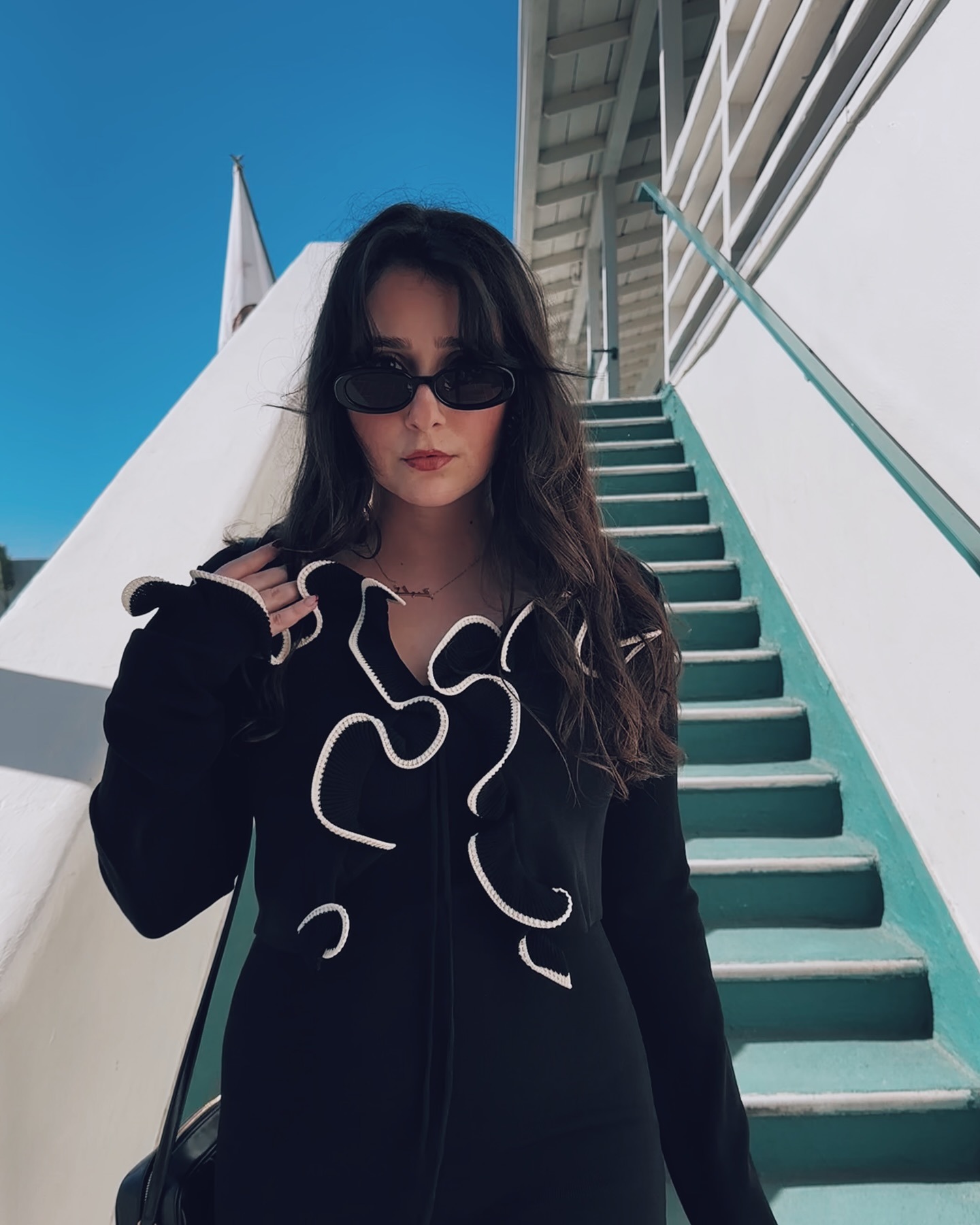Spring Floral Edge Stitching Contrast Color Black Long Sleeve Knitted Cardigan Women Slimming Short Top Women