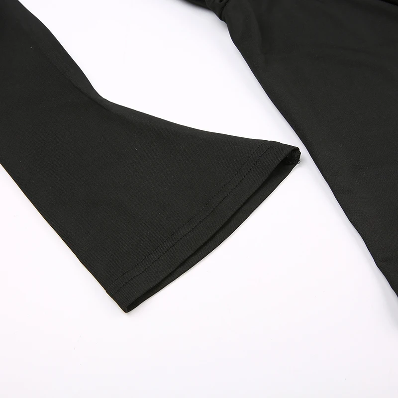Basic Slim Fit Hooded Crop Top Elastic Long Sleeve Women Black Casual T-shirt Casual Swinging Collar Hoodies Pullover