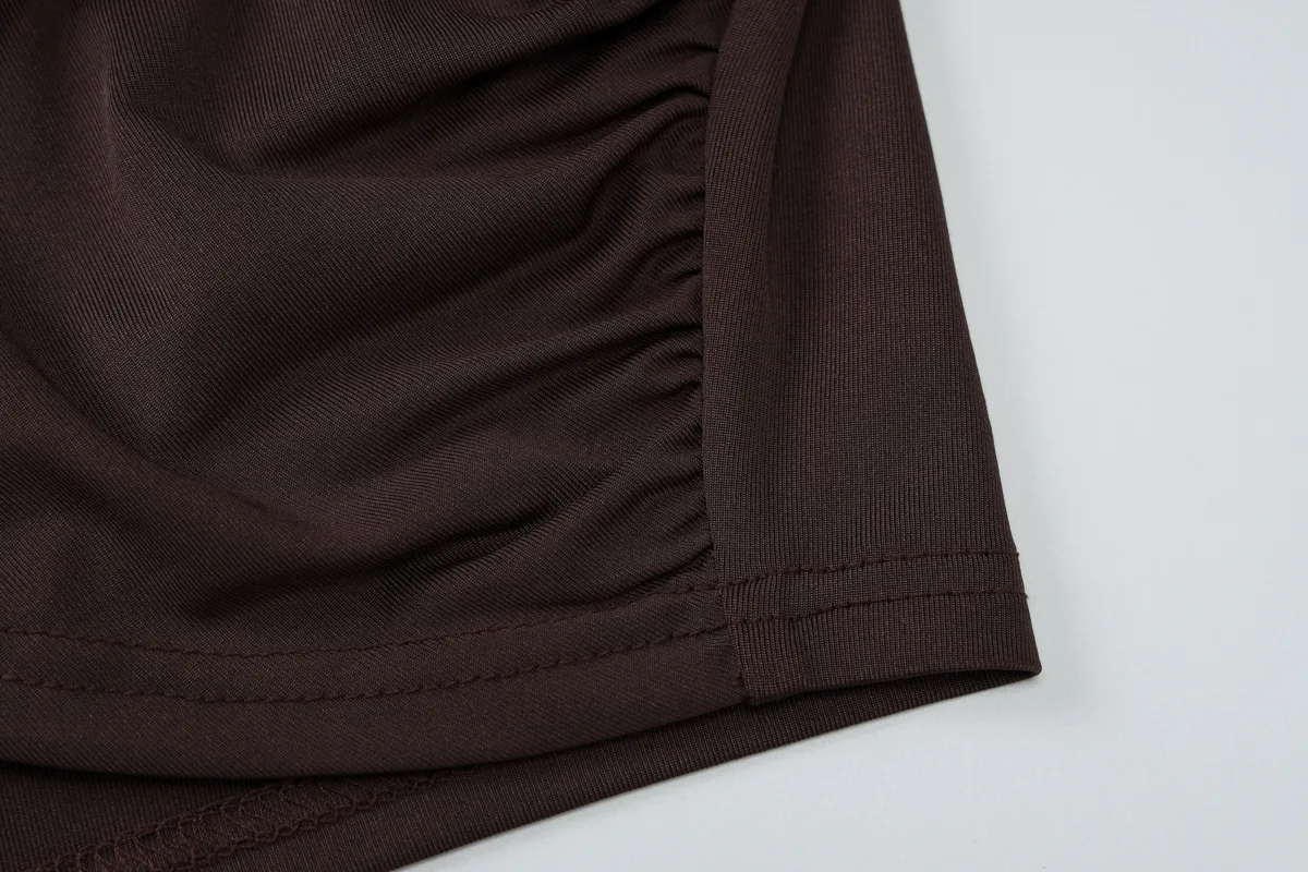 Fall New Skirts Suit Solid Color Long Sleeve Crop Top Twist Ruched Slim Lace Up Sexy Navel Exposed Skirt Matching Sets