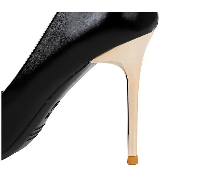 Shoes Retro High Heels Metal Pointed Tip Women Pumps Stiletto 9.5 Cm And 4.5cm Heels Sexy Party Shoes Office Shoes