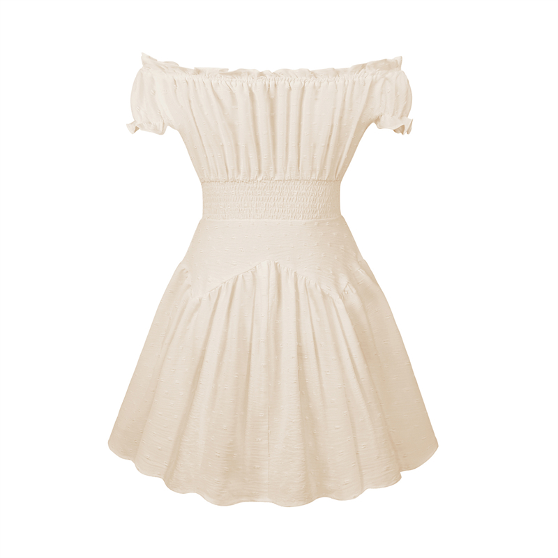 Swiss Dot Dress Women Summer Clothes Off Shoulder Short Sleeve High Waist Mini Dress Elegant Ladies Dresses Clubwear