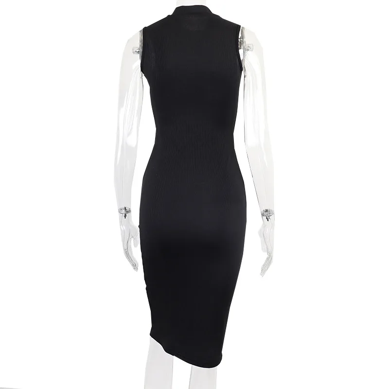 Sexi Night Dress Hot Club Outfits Women One Piece Aesthetic Clothes Sleeveless Bodycon Vestidos De Mujer Zipper Black Streetwear