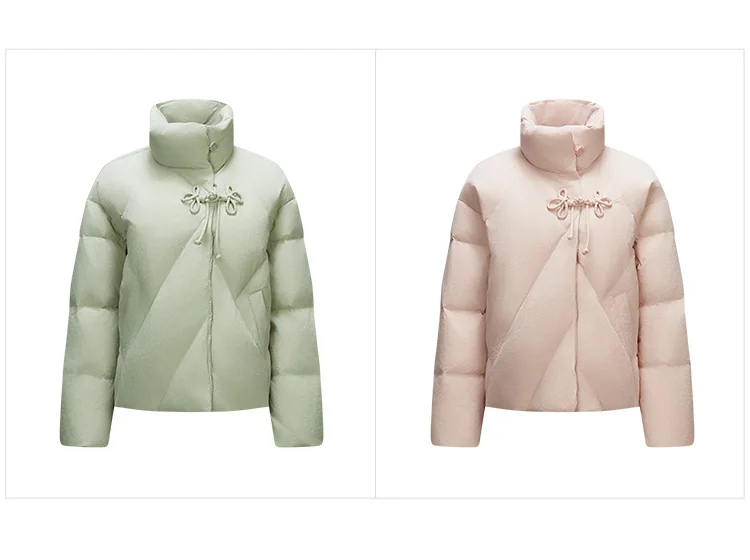 Down Jacket Women Chinese Style Disk Button Gentle Series Sweet New Winter Stand Collar Loose Texture Thick Coat