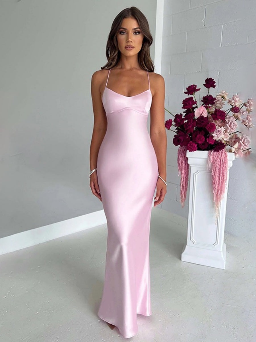 Back-Less Tie-Up Thin Strap Maxi Dress